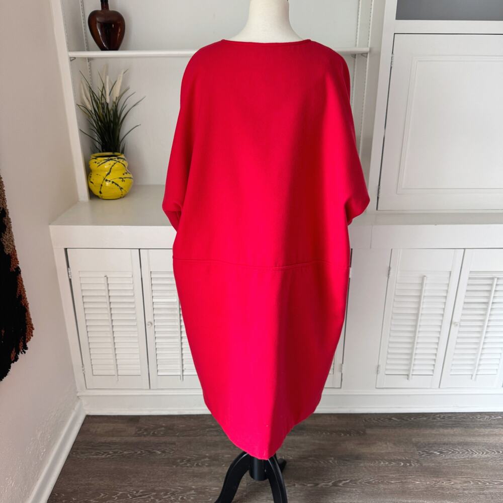 Vintage Spiegel Red Fleece Collarless Cocoon Coat Size 14 - Picture 4 of 5